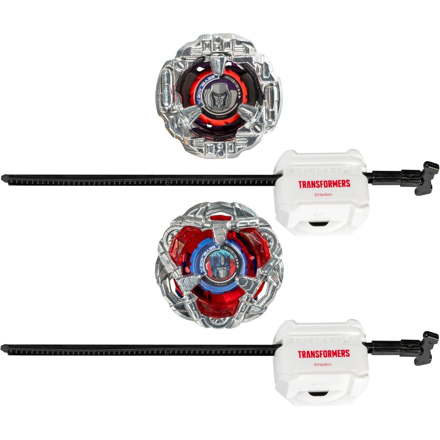 Alternative view of Beyblade X Transformers Collab Optimus Prime 4-60P Vs. Megatron 4-80B Multipack Set With 2 Tops & 2 Launchers