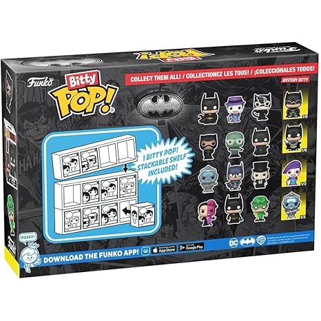 Funko Bitty Pop! Batman 85Th - Batman, 4-Pack And A Surprise Mystery Mini Figure - 0.9 Inch (2.2 Cm) - Dc Comics Collectable - Stackable Display Shelf Included - Gift Idea - Party Bags Stocking - Image 3