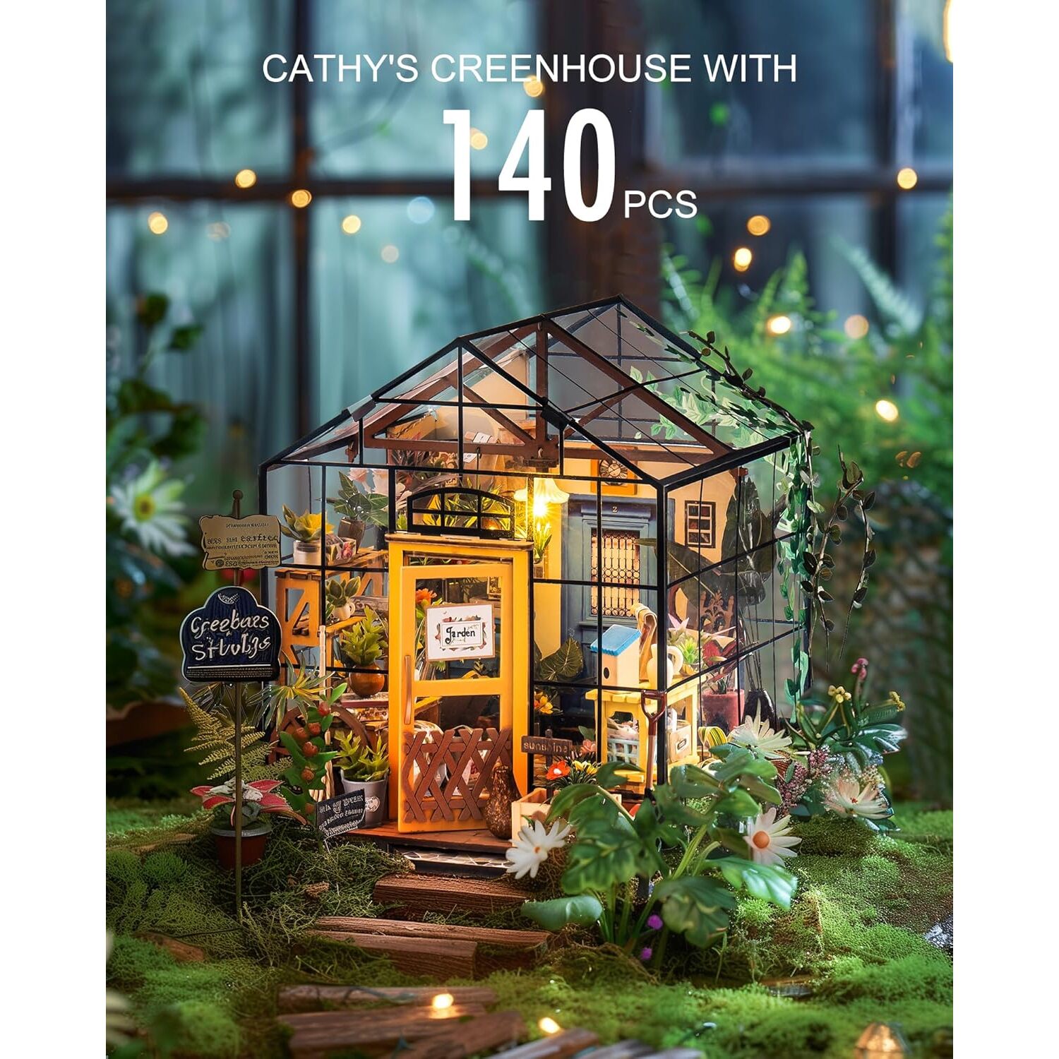 Alternative view of Rolife Cathy's Flower House Diy Miniature Kit Rolife Diy Miniature House Kit Greenhouse, Tiny House Kit For Adults To Build, Mini House Making Kit With Furniture, Halloween/Christmas Decorations/Gifts For Family And Friends (Cathy's Greenhouse)